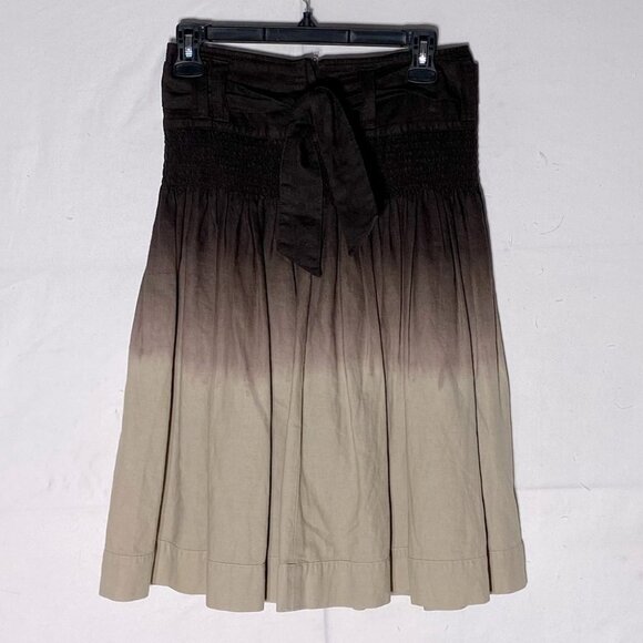 Effeti Moda Brown Tan Ombre Pleated Linen Skirt 4 - Picture 2 of 16